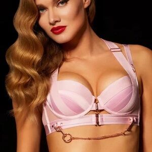 Honey Birdette KUKURO Light Blush Pink Bra 36G Rare